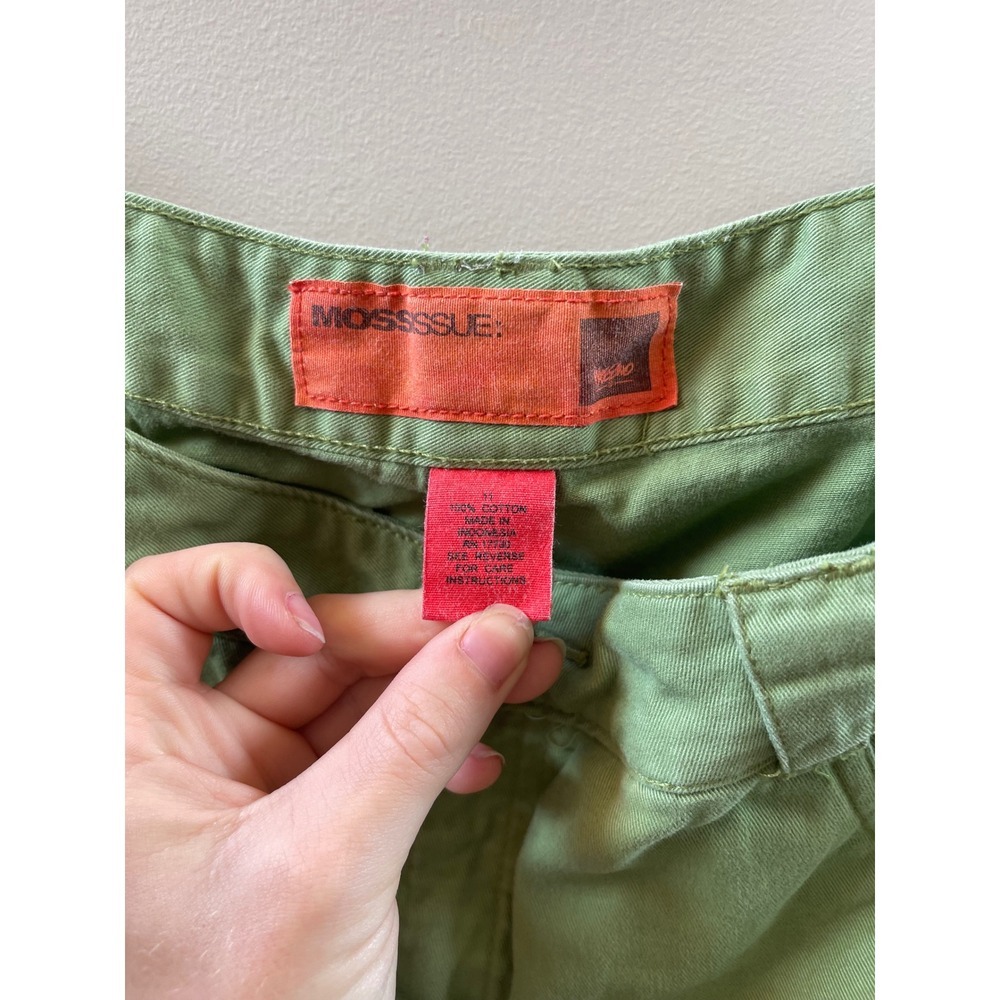 Mossimo Mossissue Green Cotton Twill Ruffle Hem Mini Skirt Size 11 Utility Y2K - Picture 3 of 3